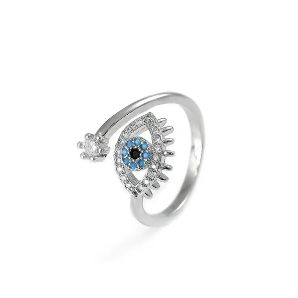Lucky peru azul mau olhado banda anéis senhoras aberto ajustável anéis de aço inoxidável 2022 tendência casamento casal jóias presente ab736229w
