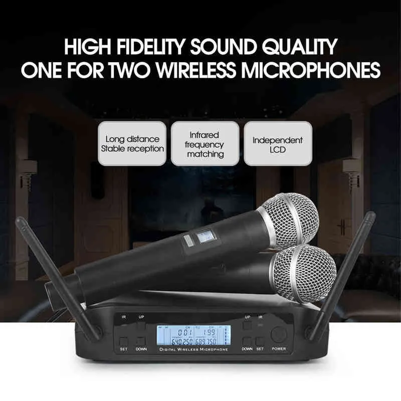 ميكروفون لاسلكي لميكروفون SHURE UHF 600-635 ميجا هرتز احترافي محمول باليد ل Karaoke Church Show Meeting Studio Recording GLXD4 W220314