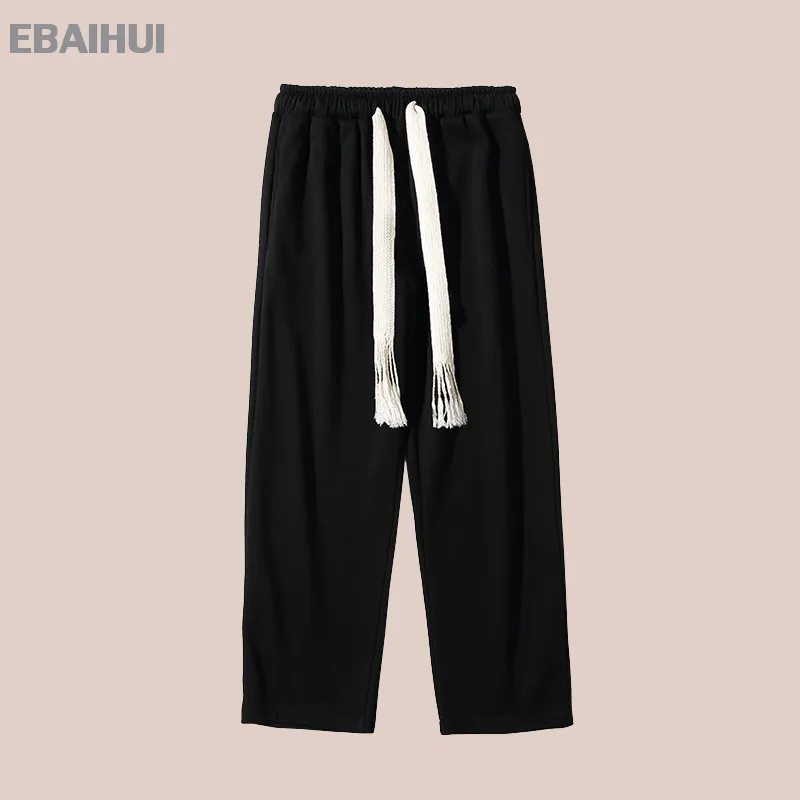 EBAIHUI Pantaloni Casual da Uomo High Street Corda Intrecciata Pantaloni Sportivi a Gamba Larga Oversize Pantaloni Larghi a Gamba Dritta Primavera