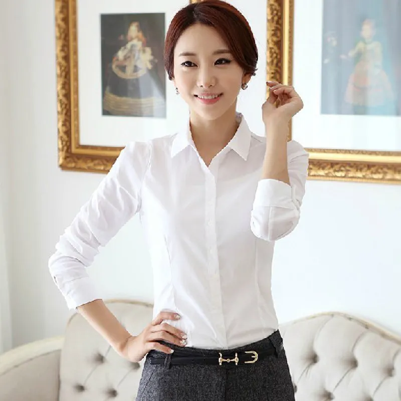 봄 한국 여성 탑 흰색 블라우스 캐주얼 긴 소매 숙녀 셔츠 검은 블라우스 2xl 1xl 화이트 핑크 셔츠 레이디스 탑 220513