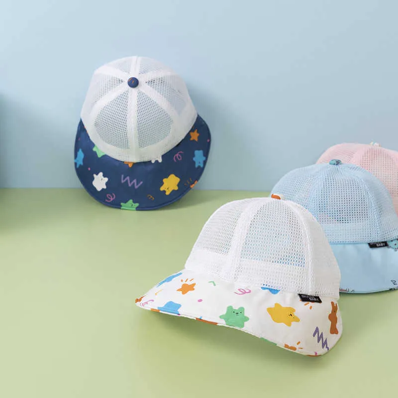 Padrão de desenho animado Brim Children's Sol -Selfred Hat Summer Hat Hat Baby Baby Sunshade Baby Net Hat