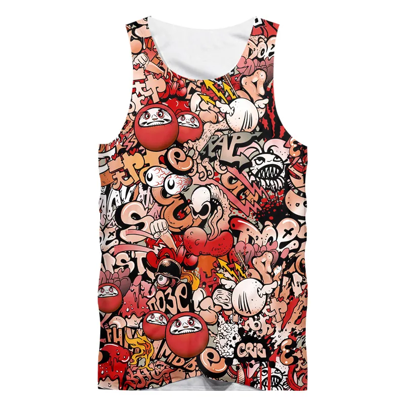 OGKB Street Artisc Tank Top Cetak 3D Rompi Tanpa Lengan Grafiti Anime Lucu Kasual Pria Kaus Kebugaran Jalanan Ukuran Besar 6xl 220613