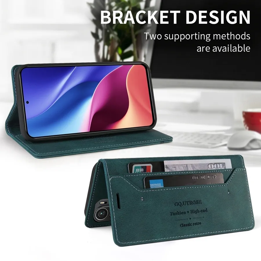 Wallet Leather Cases For Xiaomi 12 11T Pro Mi 11 Lite 10T 9T A3 Note 10 Lite Poco X4 NFC X3 M3 M4 Pro F3 Anti-theft Brush Case