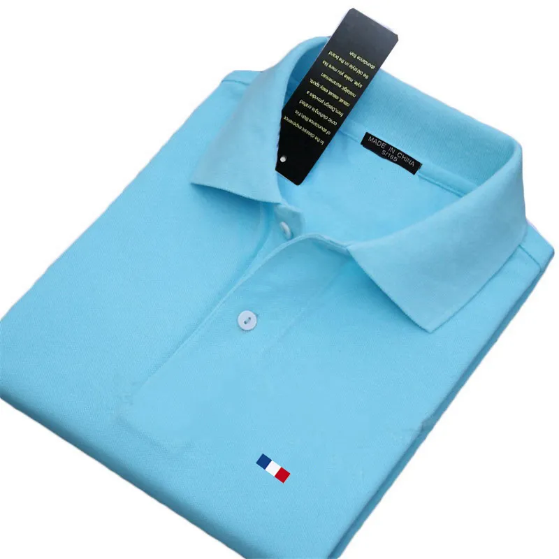 高品質100％の綿の夏の古典的なブランドの男性の半袖ポロスシャツS-5XLカジュアルラペル男性トップスファッション服220402