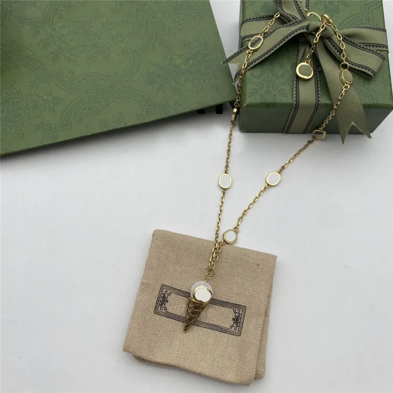 Glasshalsbandsmycken set söt dubbel bokstavsdesigner halsband kreativa pärlörhängen för kvinnor födelsedagspresent 189n