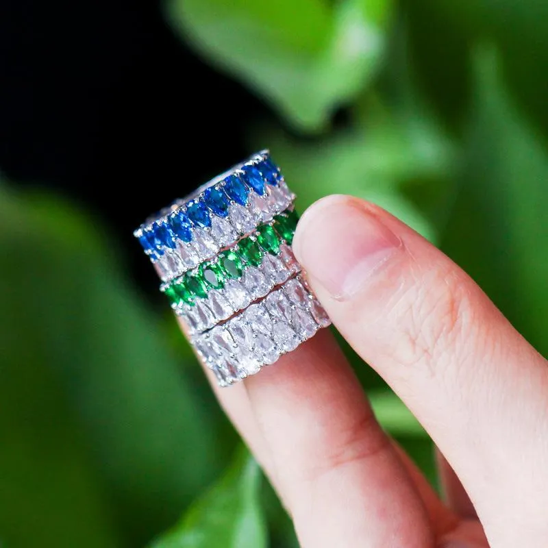 Модельер кольца кольца с двойной дренажной каплей Женские кольца высокий класс 3A Zircon Super Flash Gift Gift Ring Jewelry Jewelry