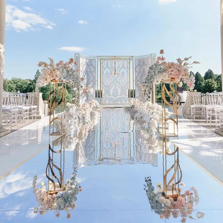 NIEUW 10 meter bruiloft spiegeltapijt T podium wit zilver gangpad runner tapijt tapijt voor bruiloft achtergrond decoraties 0 12mm2589