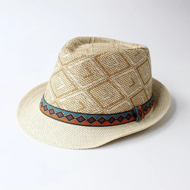Män kvinnor retro mjuk fedora panama hattar bomull/linnor halm kepsar utomhus snålt hattar vår sommarstrand 4 färger