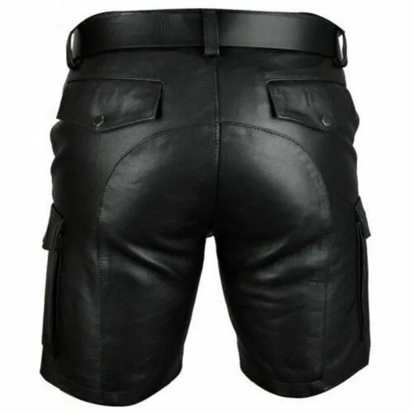 Idopy moto Faux cuir pantalon court homme été motard équitation PU Cargo multi-poches hommes vêtements Shorts 220318