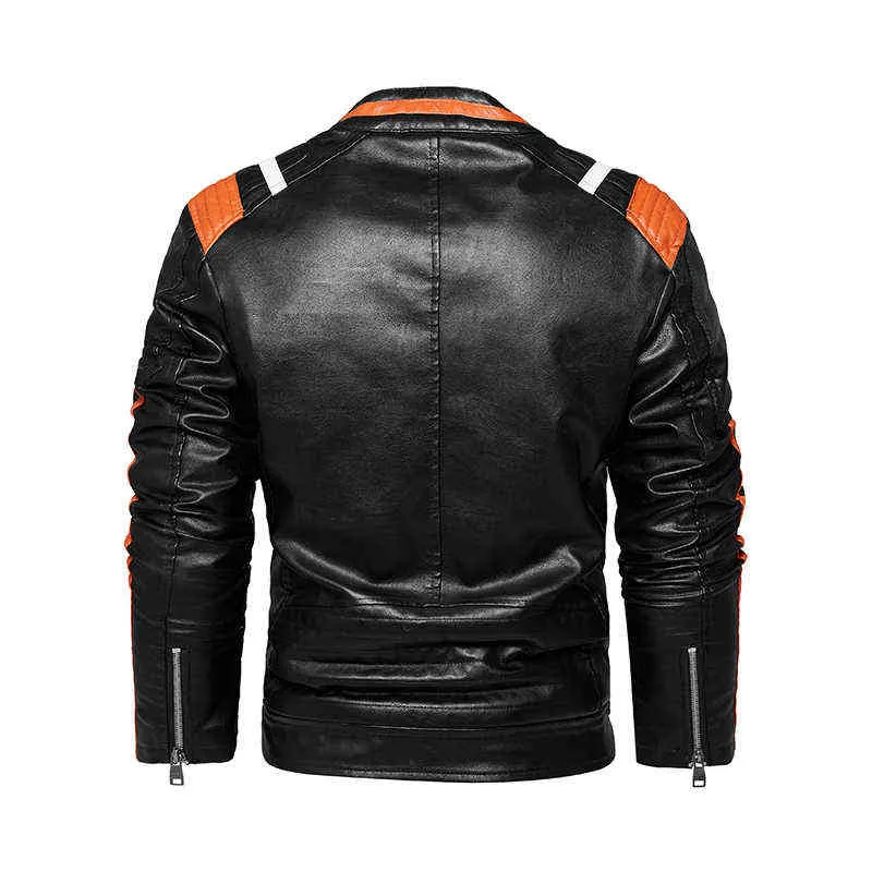 2022 neueste Hohe Qualität Pu Jacke Mode Jacke Leder Winter Motorrad Stil Männlich Diagonal Zipper Für Männer Warme Jacke L220801