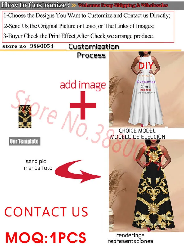 Noisydesigns Długie sukienki dla kobiet imprezę Wedding Wedding Vestido de Mujer Racerback luźne złote kwiatowe nadruki Maxi luksus 220627