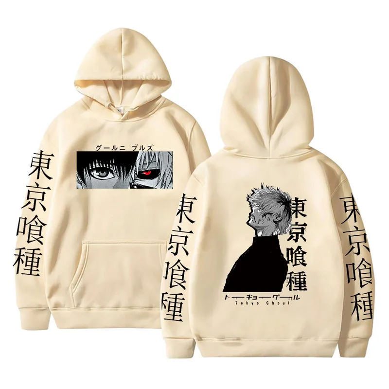 Tokyo Ghoul Anime Felpa con cappuccio Pullover Felpe Ken Kaneki Grafica stampata Top Casual Hip Hop Streetwear 220815