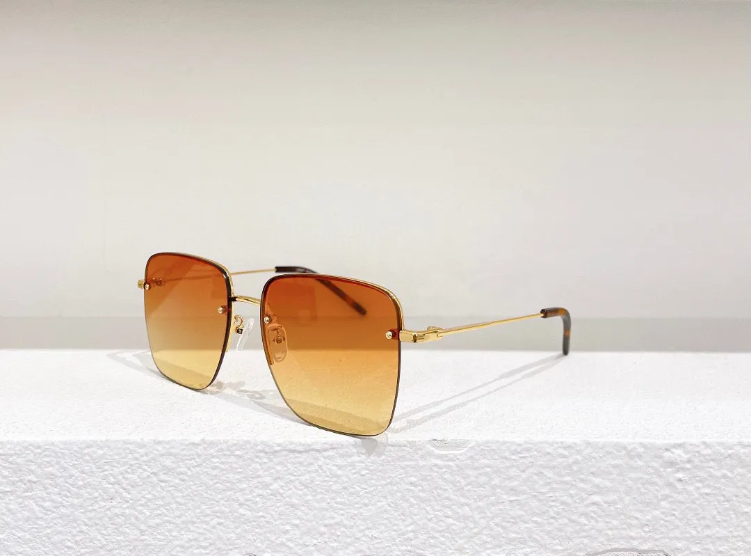 Square Sunglasses 312 Gold Metal Green Gradient Women Half Frame Sun Shades Sonnenbrille UV400 Protection Eyewear243z