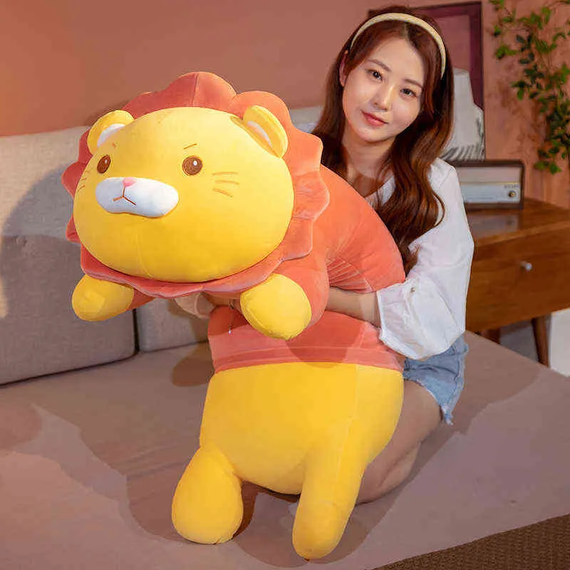 Cm Cute Soft Lion Plush Pillow Stuffed Toys Sleep Long Baby Doll Birthday Gift for Children Girls J220704