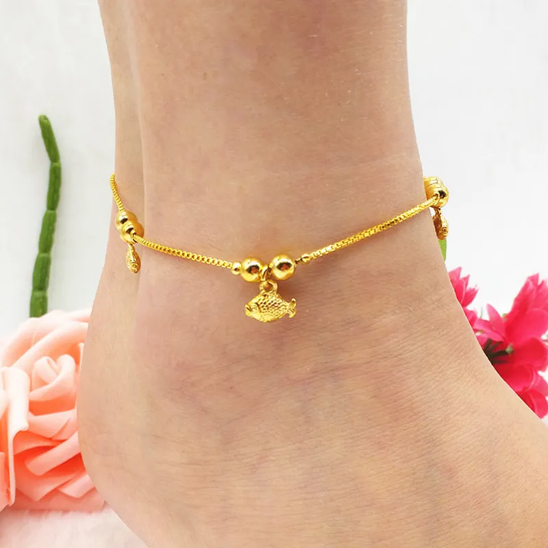 Lucky Bracelet na perna Ouro Amarelo Cheio Coração Bell Mulheres Óculos de Jóias Linda Jóias 220321