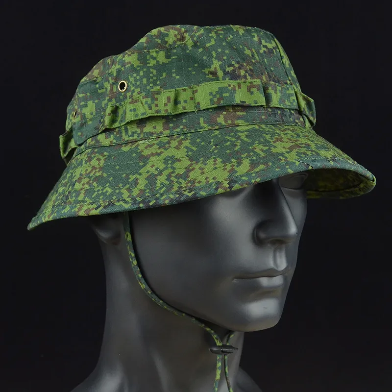 Zomer Militaire Tactische Boonie Hoeden Jacht Zon Vissen Outdoor Camouflage Cap Verstelbare Visser Sniper Ghillie Emmer Hoeden 220621