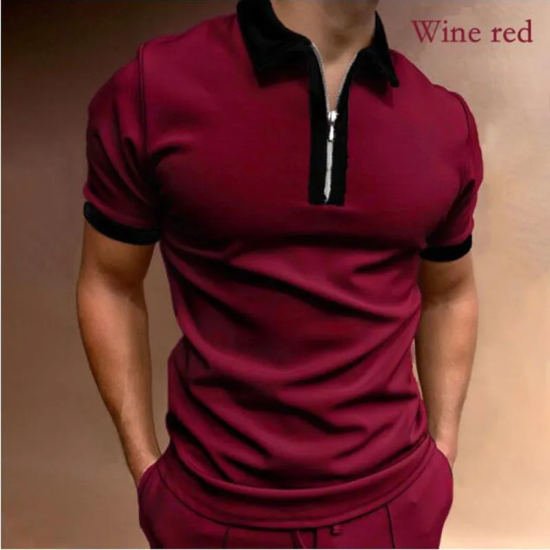 Męska letnia koszula golfowa prosta stały kolor lapowy pół -krótki rękaw Tshirt Business Casual Plus Size Polo Shirt 2206616