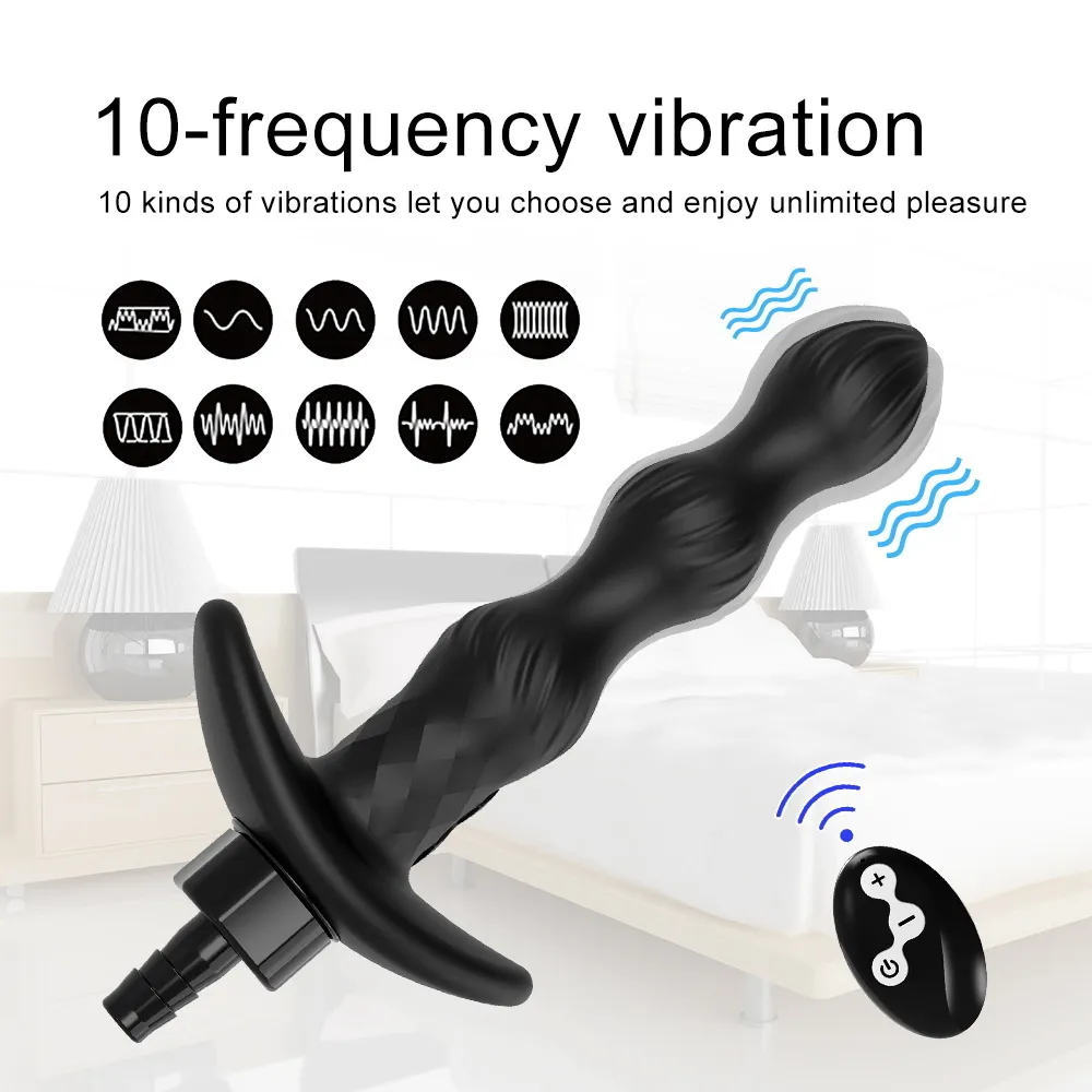 in1 2 Remote Control Anal Beads Vibrator with Douche Vaginal Cleaner Wash Cleansing Enema 10 Modes Male Prostate Massager