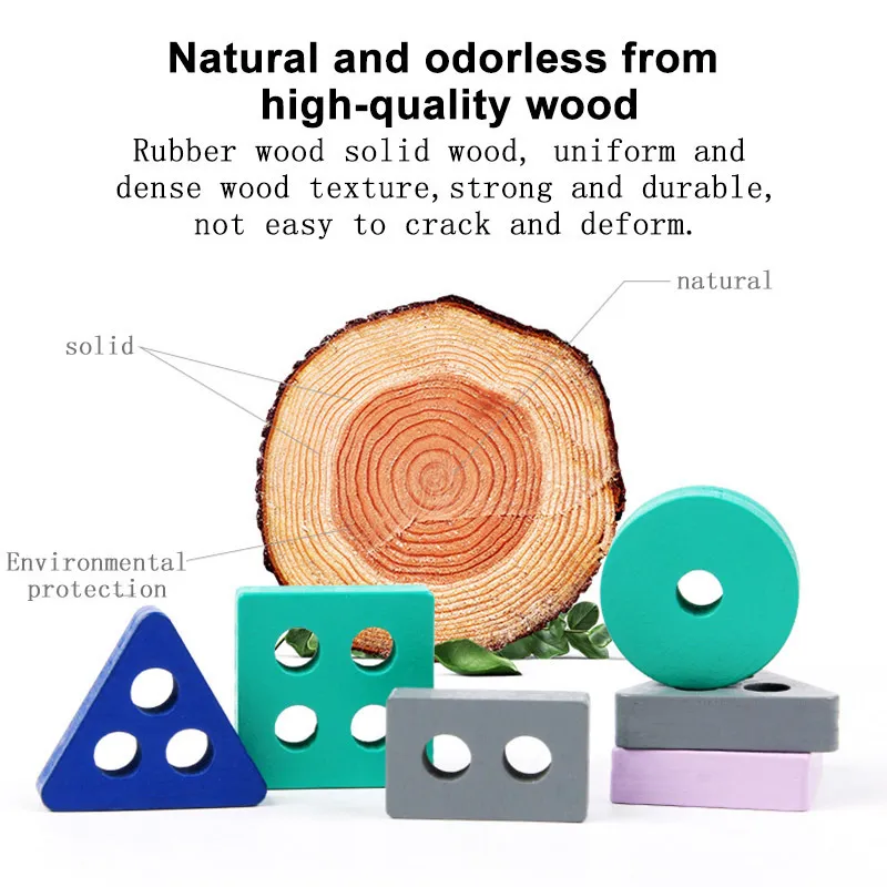 Montessori Toy Wooden Building Blocks Early Learning Eonal Color Shape Match Kids Puzzle Toys for Children Boys Girls 220621