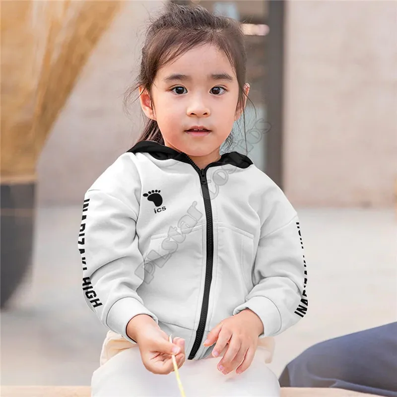 Custom You Name Haikyuu Inarizaki Ibero Kids Unisex Zipped Hoodies 3D Printed Pullover Cosplay Costume Boy for Girl 220704