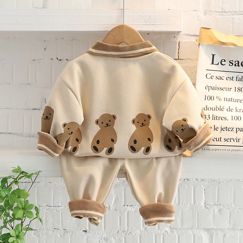 2022 Spring Autumn 1-5 Years Children Boys Clothing Set Cartoon Bear Sweatshirts Jeans Pants Baby Boys Clothes Sports Suit