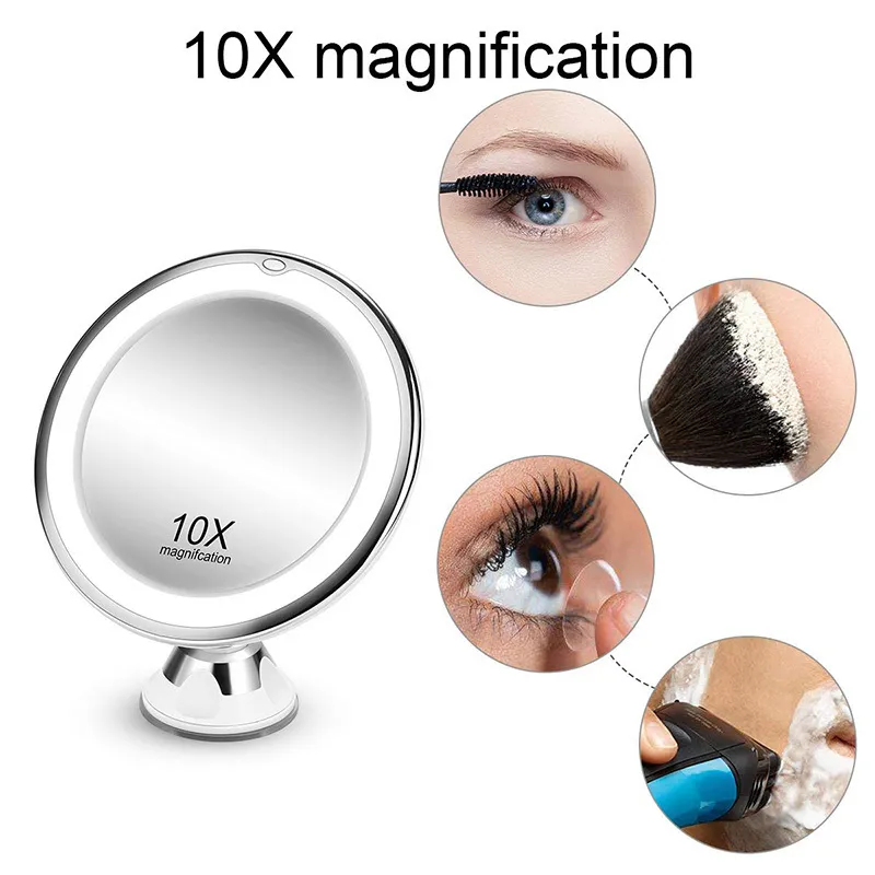 Flexible Makeup Mirror 10X Magnifying s LED Lighted Touch Screen Vanity Portable Dressing Table Cosmetic s 220509