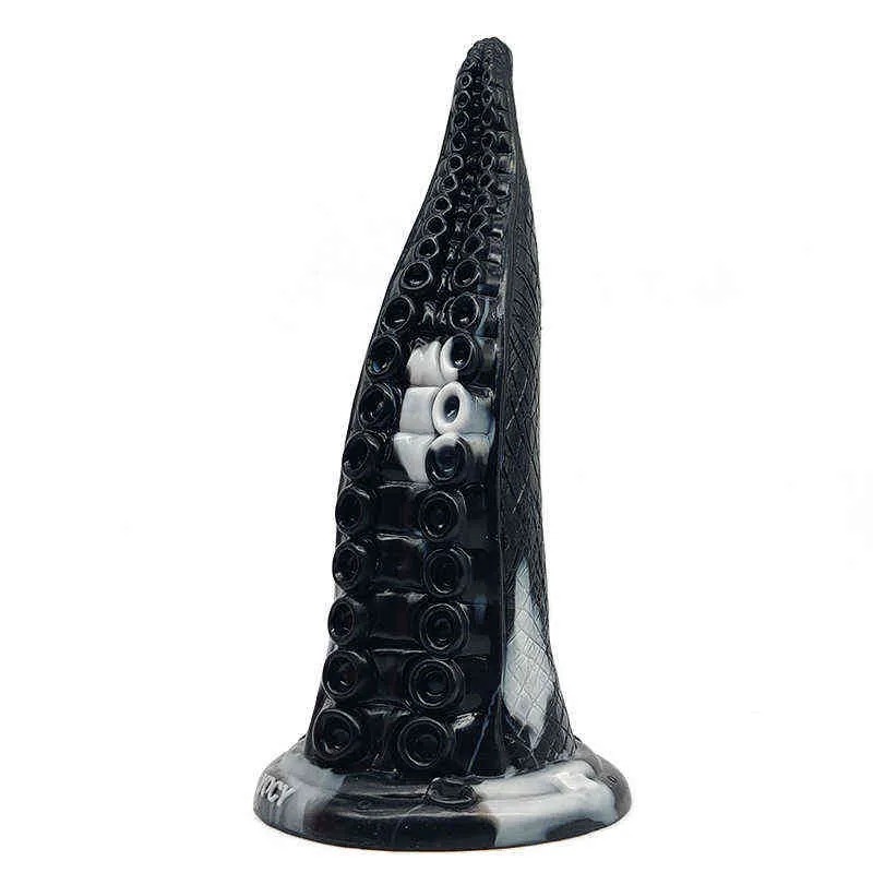 Nxy Dildos Yocy Liquid Silica Gel Suction Cup Imitation Special shaped Tongue Penis for Men and Women Anal Plug Adult Sex Products 0317