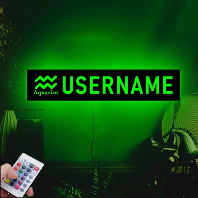 Светодиодные светодиодные двенадцать S Neon Nightlights Home Decorment Personmated Название RGB Sconce Wall Lamp для гостиной спальни 220623