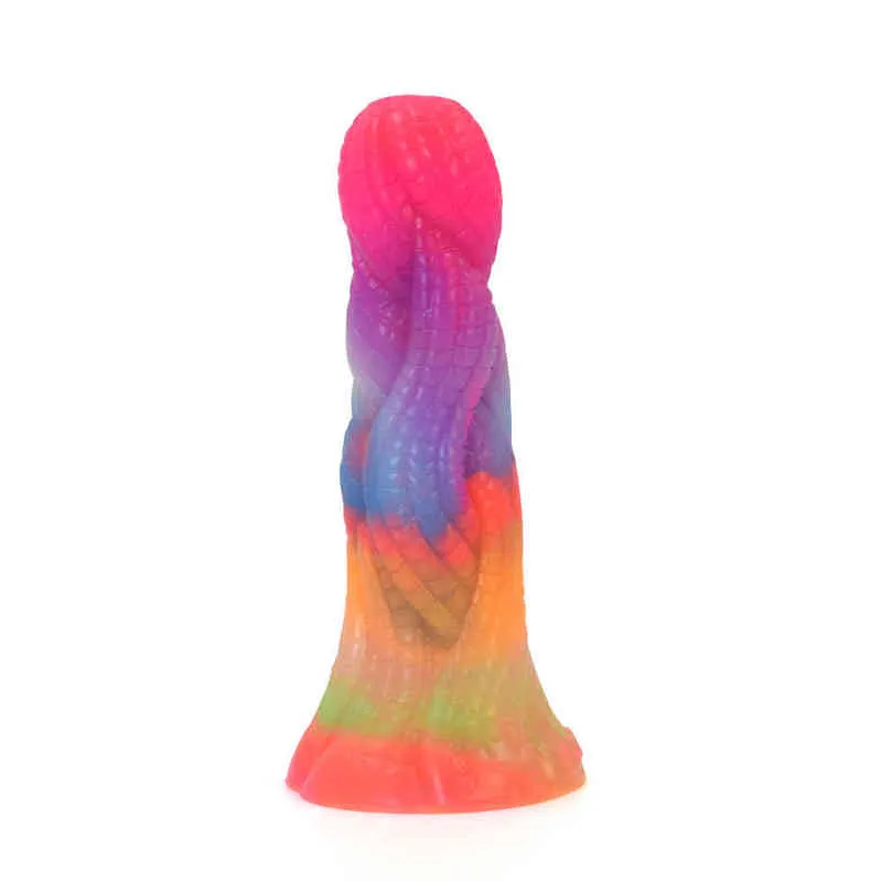 NXY Dildos Silicone Luminous Color Penis Para Iniciantes Masculino e Feminino Sucção Cups Pequeno Anus Plug Adult Sex Products 0317