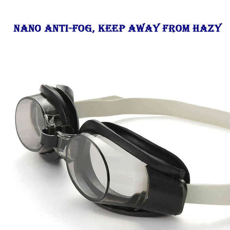 2021 Nieuwe anti-mist zwemmende bril met neusclip oordopjes zwemmen bril voor volwassenen en kinderen Algemeen platte zwembril G220422