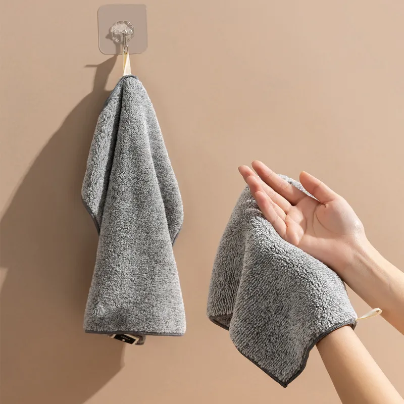 Strong Bamboo Charcoal Dishcloth Microfiber Kitchen Towel Thickened Absorbent Nonstick Oil Rags Home Cleaning Dishcloth 220727