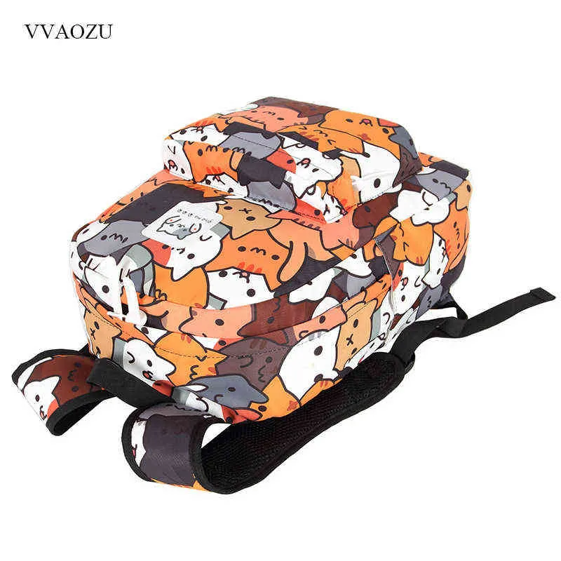Anime neko atsume kvinnor ryggsäck tecknad mochila för flickor pojkar reser ryggsäck söt katttryck axelväska för tonåring h2204272515