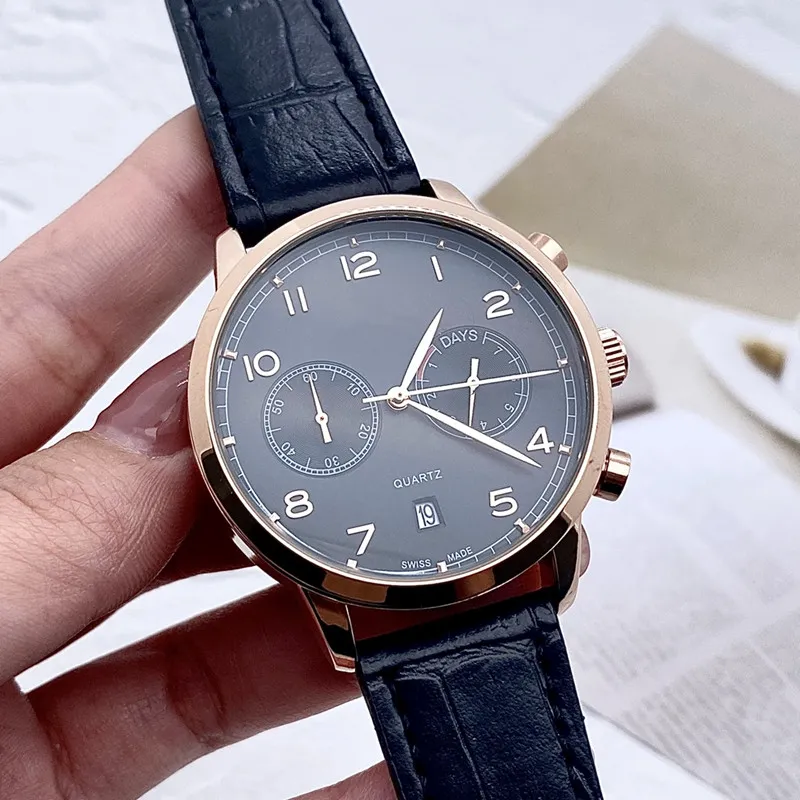 2022 New Five Stitches Luxury Mens Watchesすべてのダイヤルワーククォーツウォッチ高品質のトップブランドクロノグラフ時計革ストラップ239n