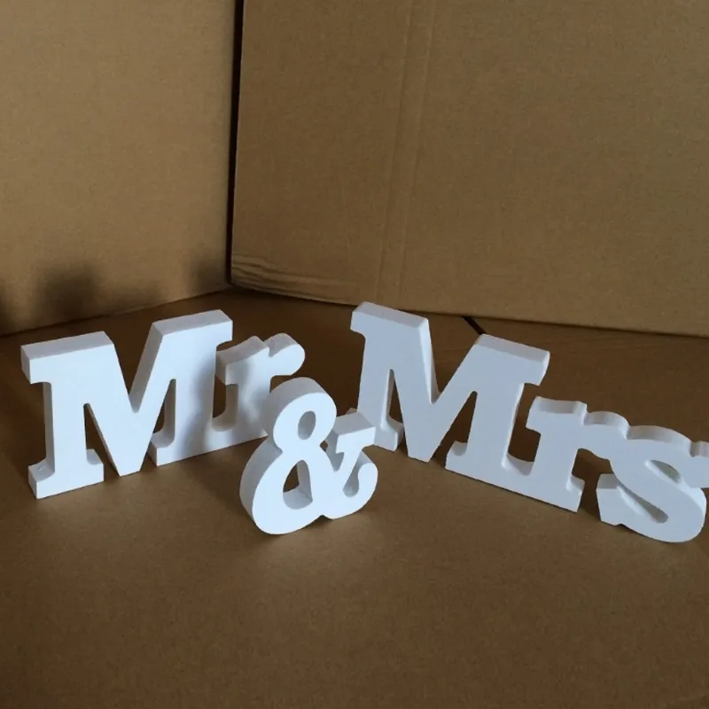 Свадебное украшение миссис миссис белые деревянные буквы знака о декоре стола влюбленной 0614