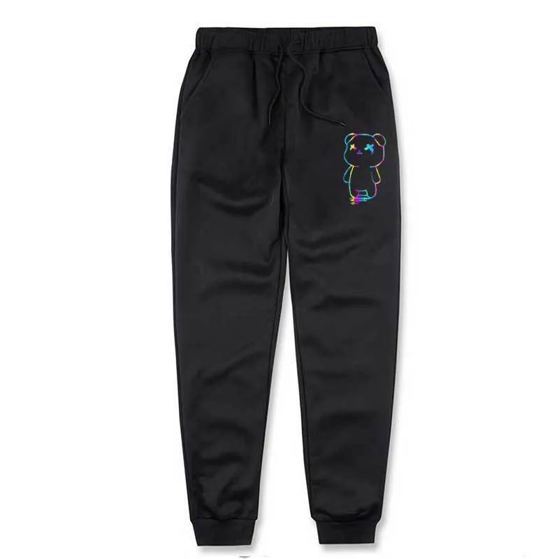 Calças masculinas casuais soltas arco-íris urso moletom harajuku streetwear corredores calças compridas calças esportivas plus size atacado 220608