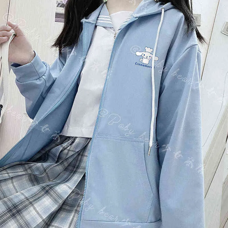 Y2K HARAJUKU Słodka anime Bluza Hoodie Damska wiosna 2022 Plus Size Women Pocket Bluza Bluza Kawajska Kawaii Ubrania Y220803