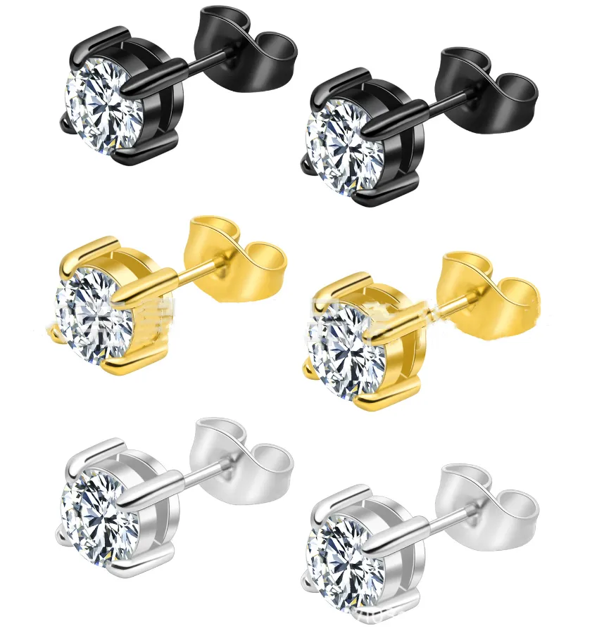 Stilvolle, einfache Piercing-Ohrringe, quadratische Diamant-Ohrstecker aus Edelstahl
