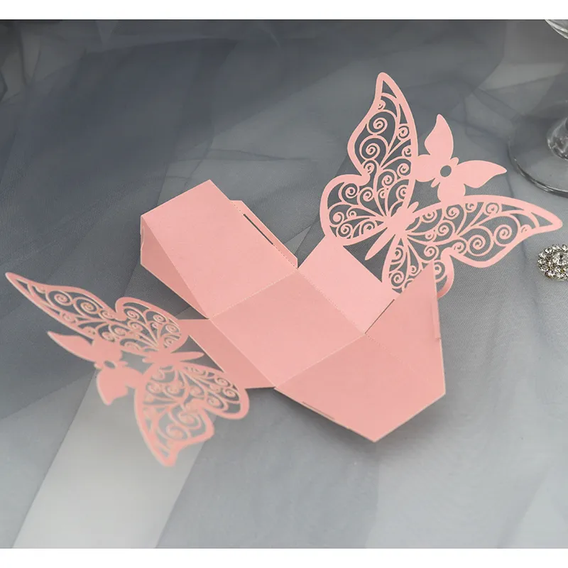 Butterfly a laser cortado Corte Caixa de doces Caixas de doces de presentes com fita de chá de chá de chá de bebê suprimentos 220812