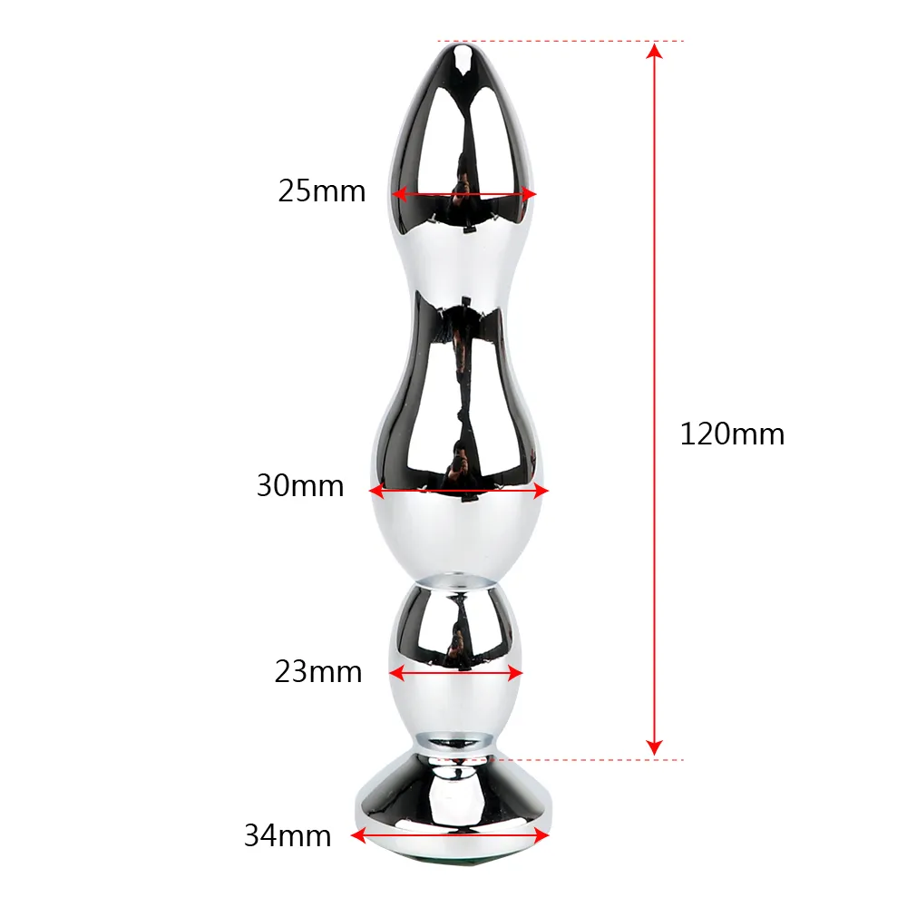 IKOKY Big Size Jewel Anal Plug Stainless Steel Long Butt Metal Beads Adult Product Erotic sexy Toys for Women and Men