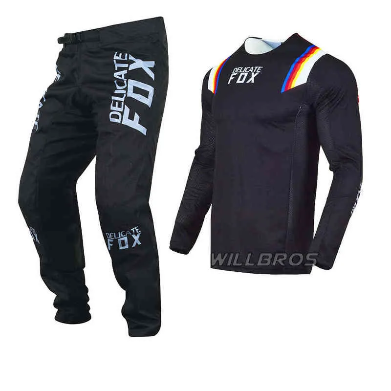 Camisa de motocross calças mx combo bmx downhill dirt bike outfit mountain bike offroad terno moto cruz preto kits para men1677208