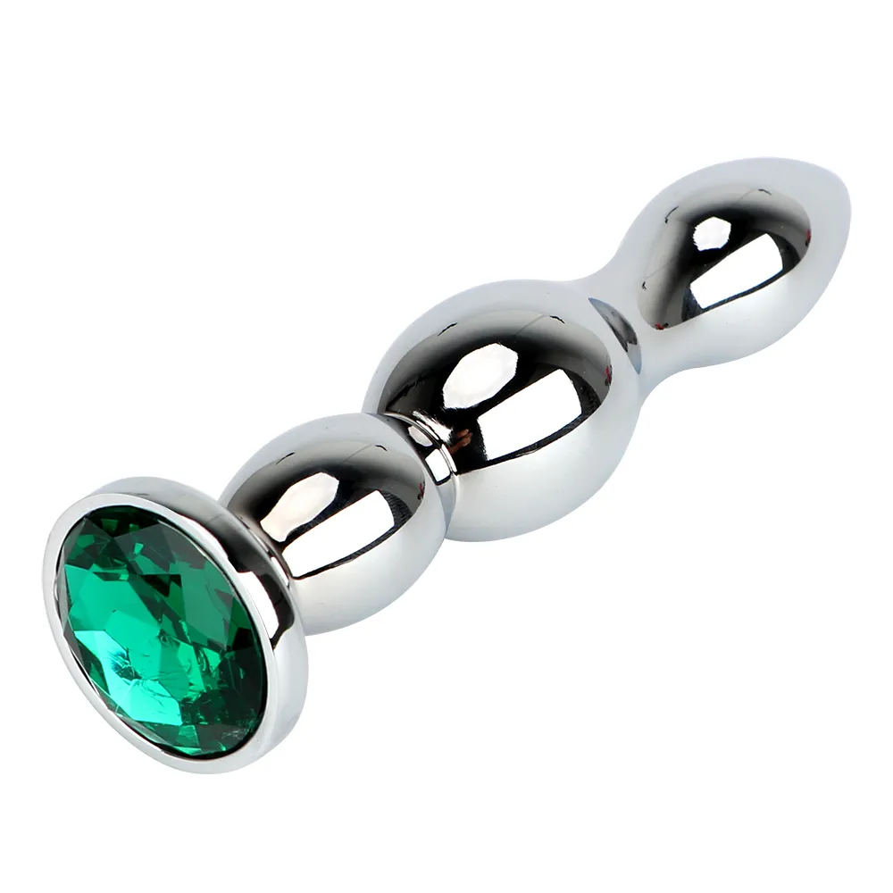 Ikoky Big Size Jewel anale plug roestvrij staal lange kont metalen kralen volwassen product erotisch sexy speelgoed voor vrouwen en mannen