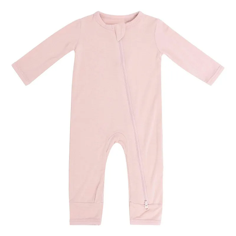 Baby Romper Bamboevezel Jongen Meisje Kleding Geboren Rits Footies Jumpsuit Effen Lange Mouwen Kleding 0-24M 220815