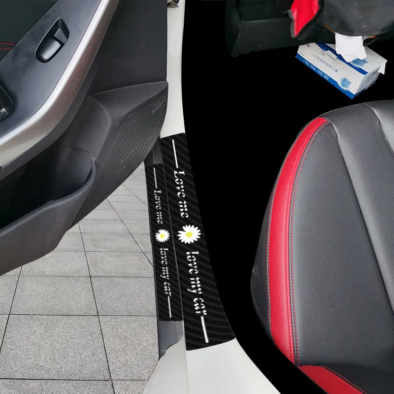 Nuovo adesivo portiera auto da 2 pezzi. Copertura styling cromata portiera protettiva. Accessori auto. Modanatura della modanatura del paraurti anteriore in fibra di carbonio