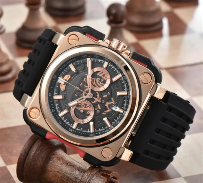 Zegarwatch BR model gumowy gumowy opaska do obserwacji bell luksusowy wielofunkcyjny zegarek biznesowy stal nierdzewna Man Ross Wristwatch M265T