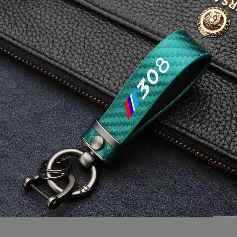 Chaveiros de alta qualidade padrão de fibra de carbono carro chaveiro logotipo personalizado chaveiro para peugeot 308 407 508 2008 3008 acessórioskeychains173i