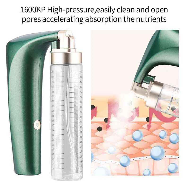 Ansiktsluftborste ångare 1600 kp Högtryck Nano Sprayer Oxygen Injektor Fuktgivande skönhetsapparater Skinvårdsverktyg 220520