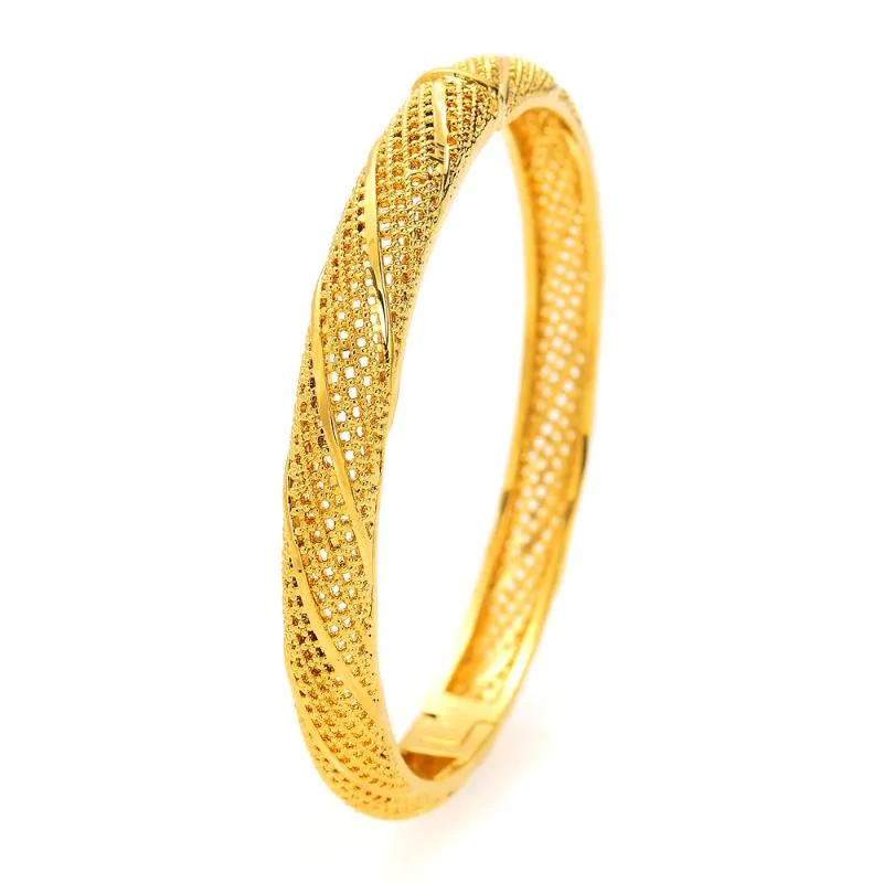 Braccialetti da 24k da 24k color oro Dubai India donne braccialetti africani Braccialetti matrimoni Giftsbangle Banglebangle INTE2275Y