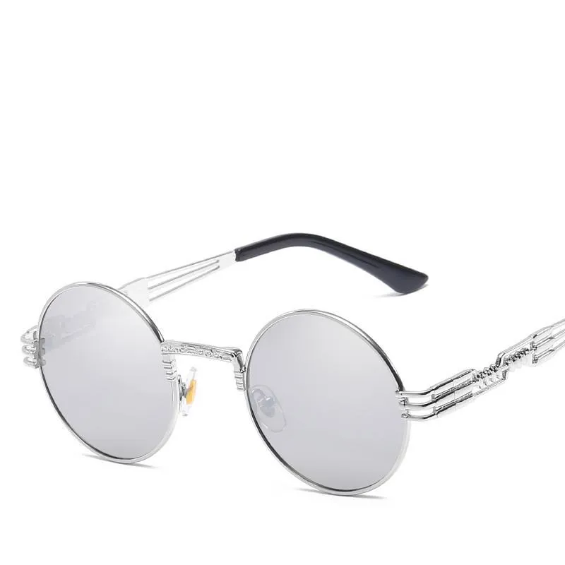 Óculos de sol 2022 retro gótico steampunk espelho homens ouro e preto óculos de sol vintage redondo círculo de condução mulheres uv gafas de sol268s