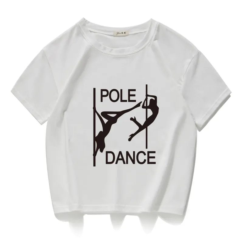Pole Dance Gráfico engraçado Mulheres Casuais Crop Top 100% Algodão Curto Camiseta Mulheres Camisetas Verano Mujer Roupas Harajuku 220402