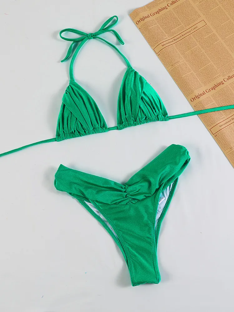 Miyouj ist Sexy Bikinis Weibliche Micro Falten Bademode Frauen High Cut Bikini Set String Schwimmen Anzug Für Frau Weiß Badeanzug 220615
